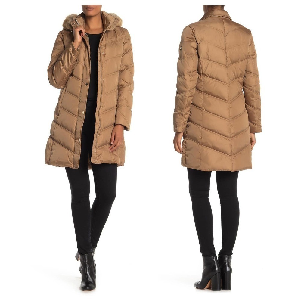 MICHAEL Michael Kors Missy 3/4 Down Faux Fur Trim Jacket (XS)